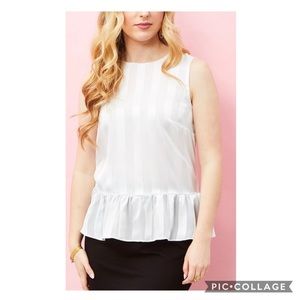 Ivory Ruffle-Hem Sleeveless Top, M